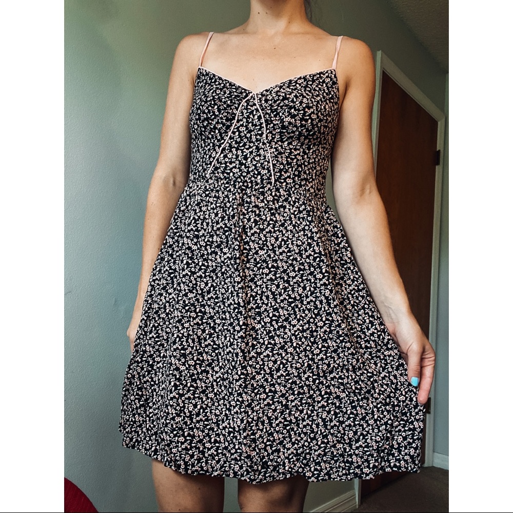 Black and Pink Floral Summer Dress